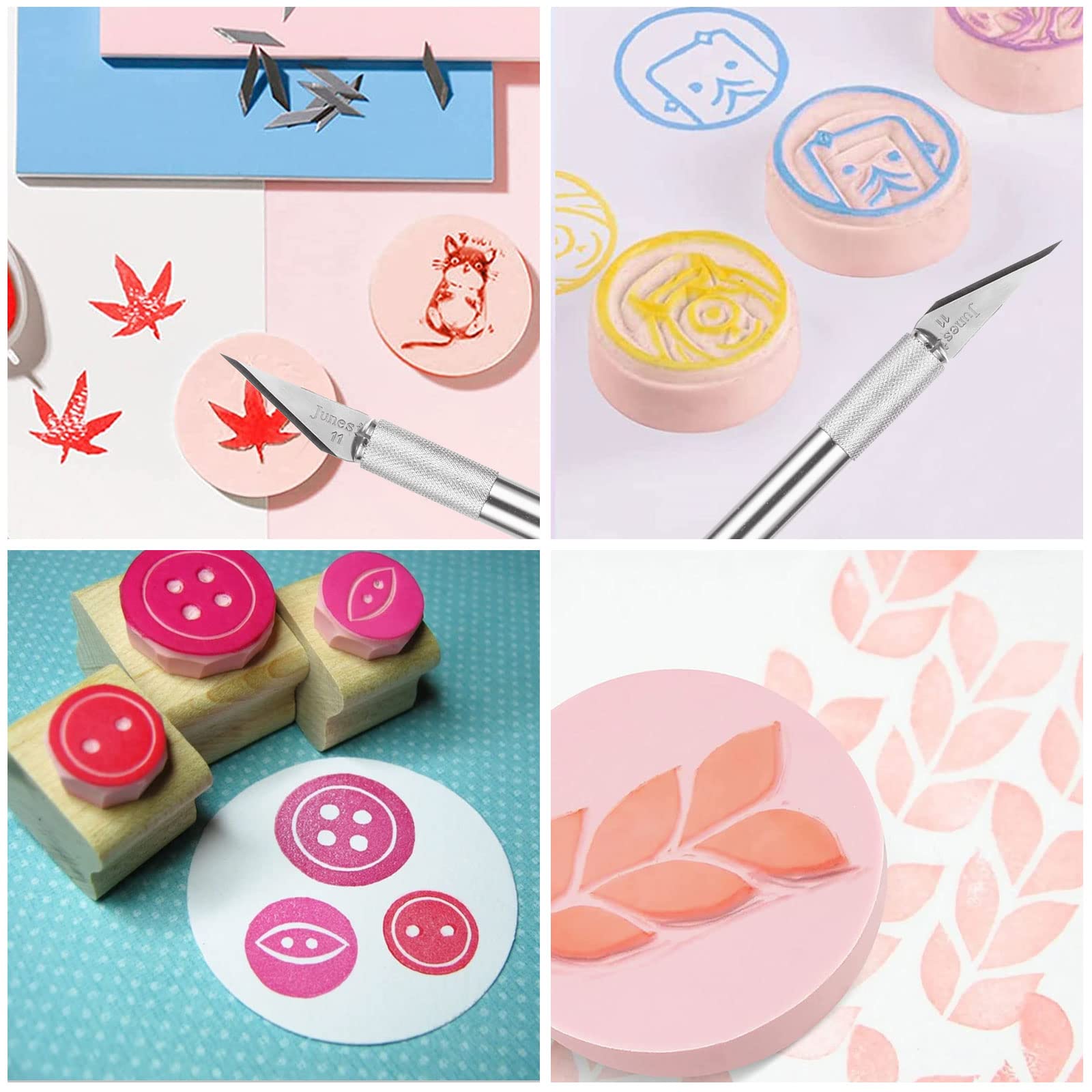 Paquete de 30 unidades de linóleo para hacer impresión, bloque de talla rápida rosa, bloques de impresión redondos para estampado, bloques de tallado de goma para impresión, manualidades de 6