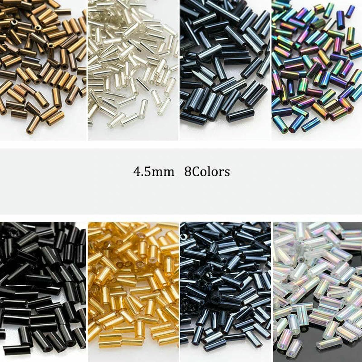 Kit de fabricación de pulseras, cuentas de corneta de cristal, cuentas de semillas multicolor, tubos redondos de cristal de 30 g para manualidades hechas a mano