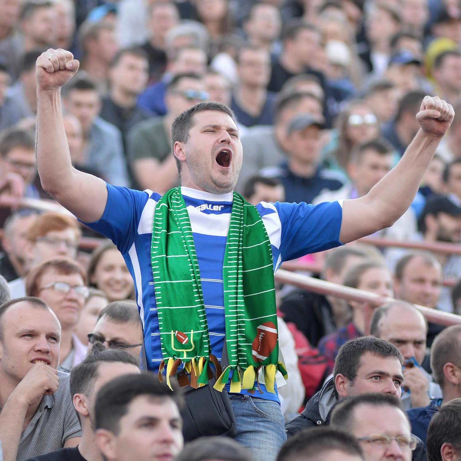 6 Packs Football Party Supplies Fleece Tied Scarf Craft Kit DIY Sport Team Spirit Football Theme Scarf Crafts Gifts with Tassel for School Sport Event Party Decoration Activities Favors