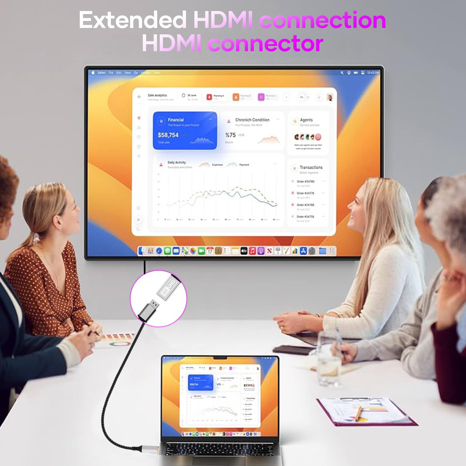 Rallonge HDMI 2.1 1M 8K@60HZ 4K@120HZ 144HZ 48Gbps UHD eARC HDCP 2.3 HDR10+