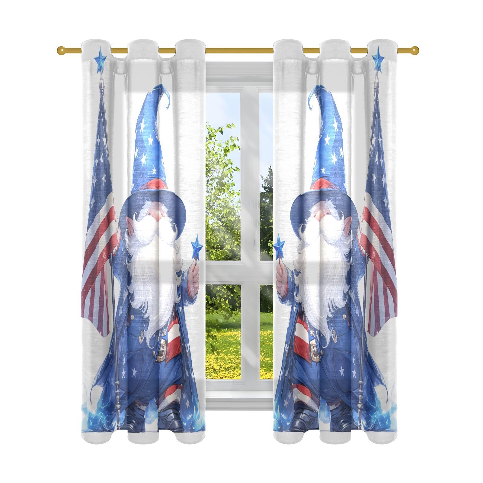 Cortinas para sala elegantes modernas blanches avec motif nain de dessin animé