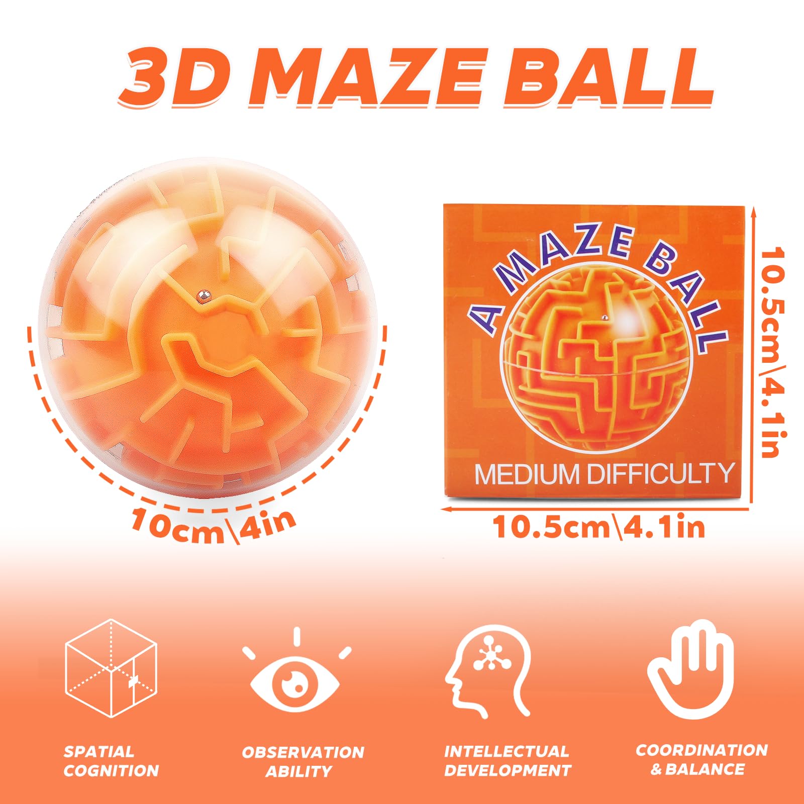 3D Puzzle Maze Ball Brain Teaser Toy, Logic Memory Game Sphere for Kids & Adults - Image 2