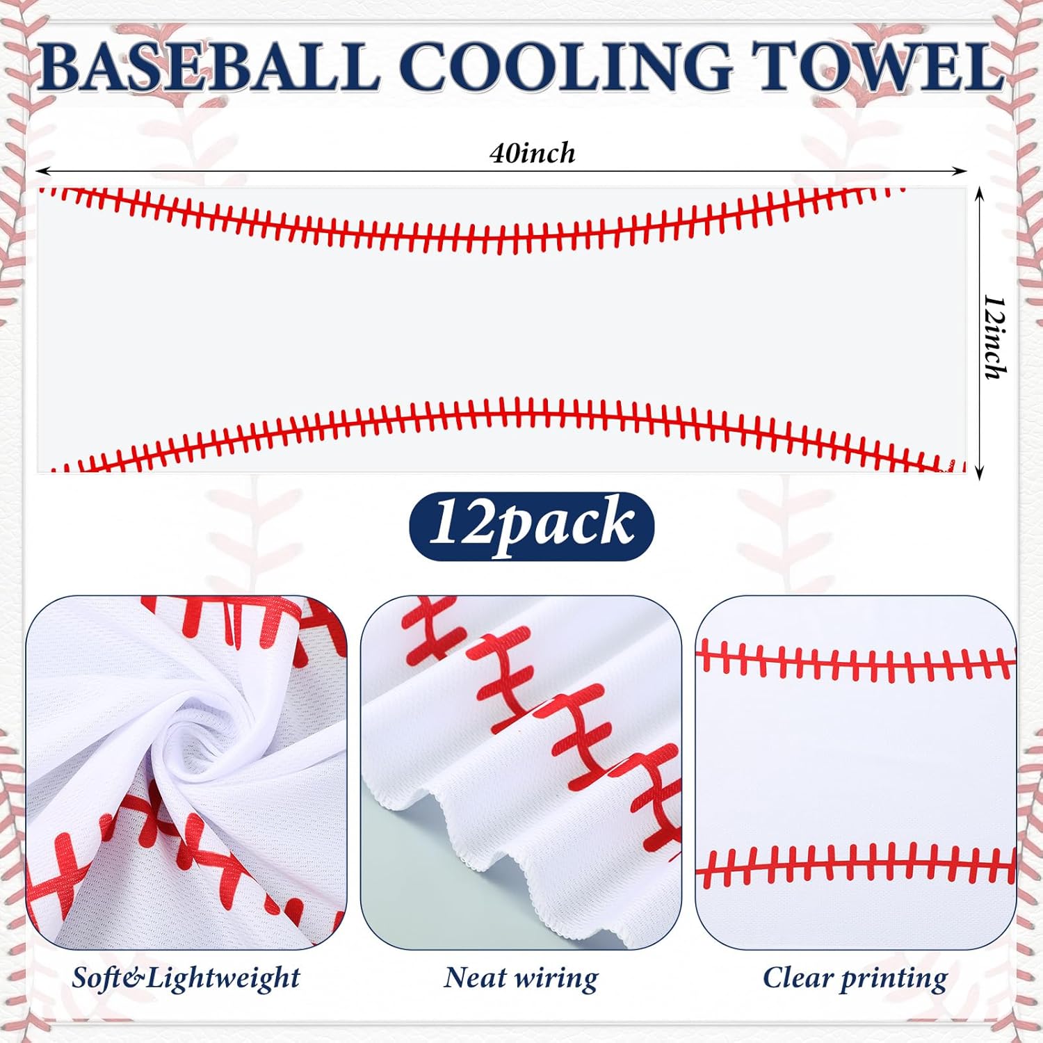 24 Pcs Baseball Gifts Bulk Includes 12 Pcs Baseball Cooling Towels 40"x12" Microfiber Ice Towel and 12 Portable Mini Handheld LED Fan for Team Gift Sport Party Favors Battery Not Include
