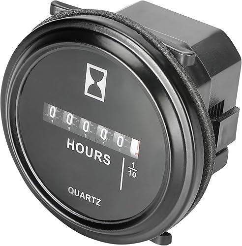 Medidor de horas mecánico de 2 pulgadas, redondo, de cuarzo, impermeable, para generador de barco, motocicleta, ATV, UTV, cortacésped, tractores,