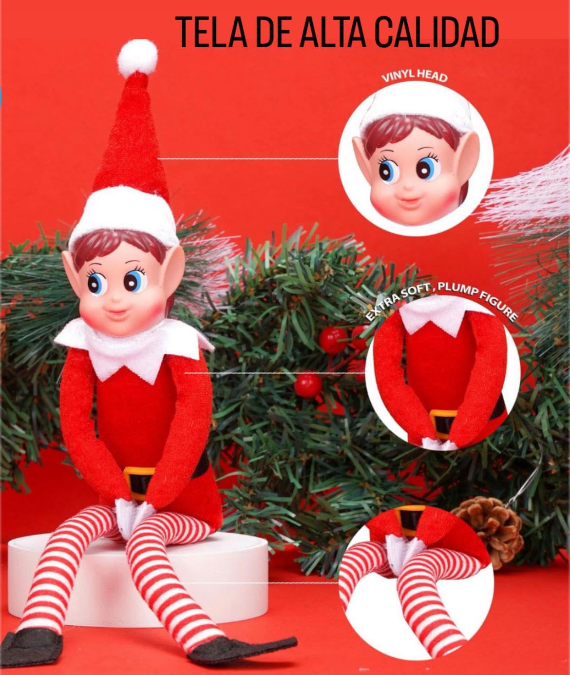 Elfa traviesa, Incluye Calendario de travesuras para Que los papás no tengan Que Pensar, Elfos traviesos Navidad, decoración navideña, Duende de la Navidad, Elfos navideños traviesos,