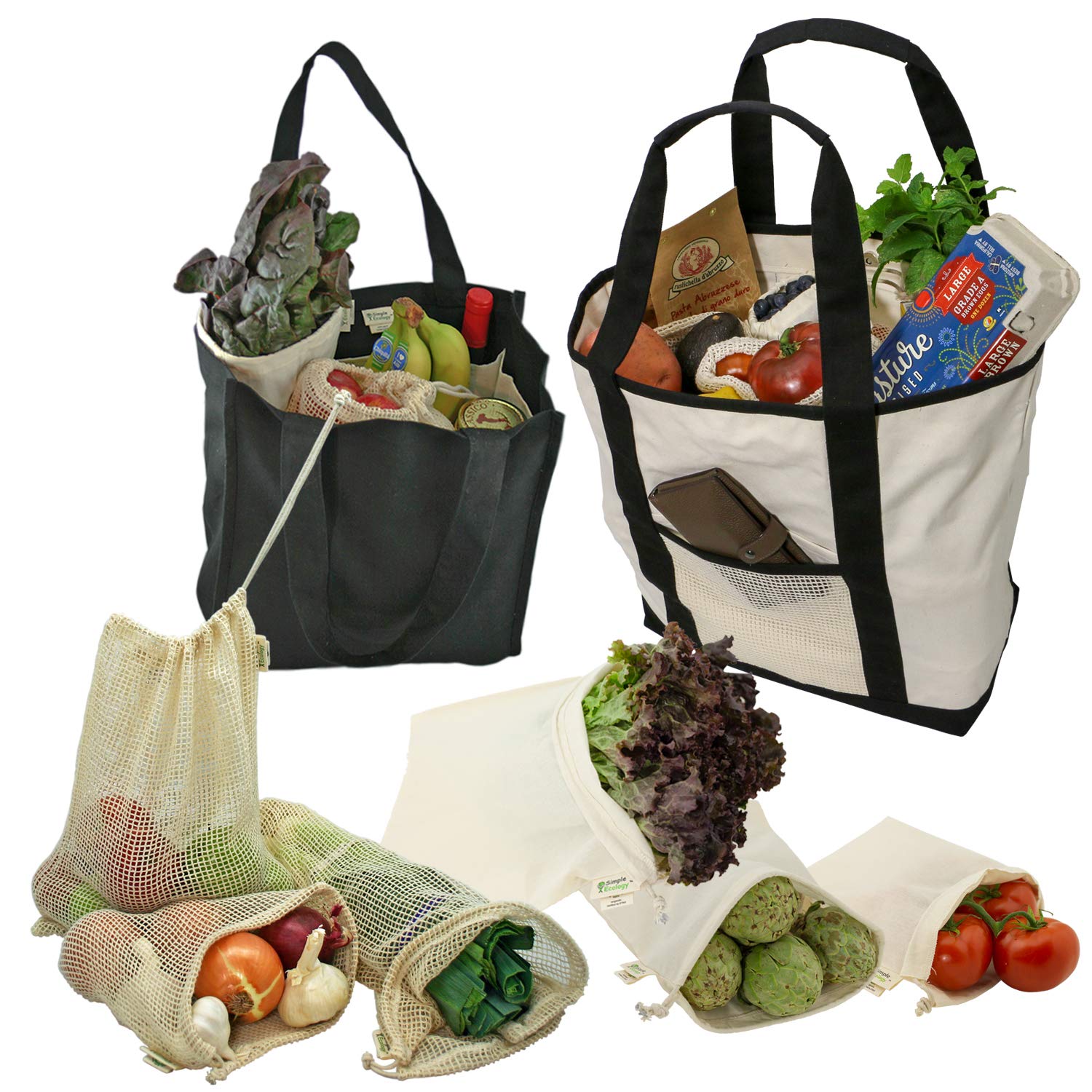 Simple Ecology Reusable Grocery Bag Gift Set (8 Bags)