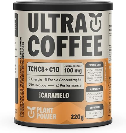Suplemento Ultracoffee Caramelo Plant Power 220g - 100mg Cafeína