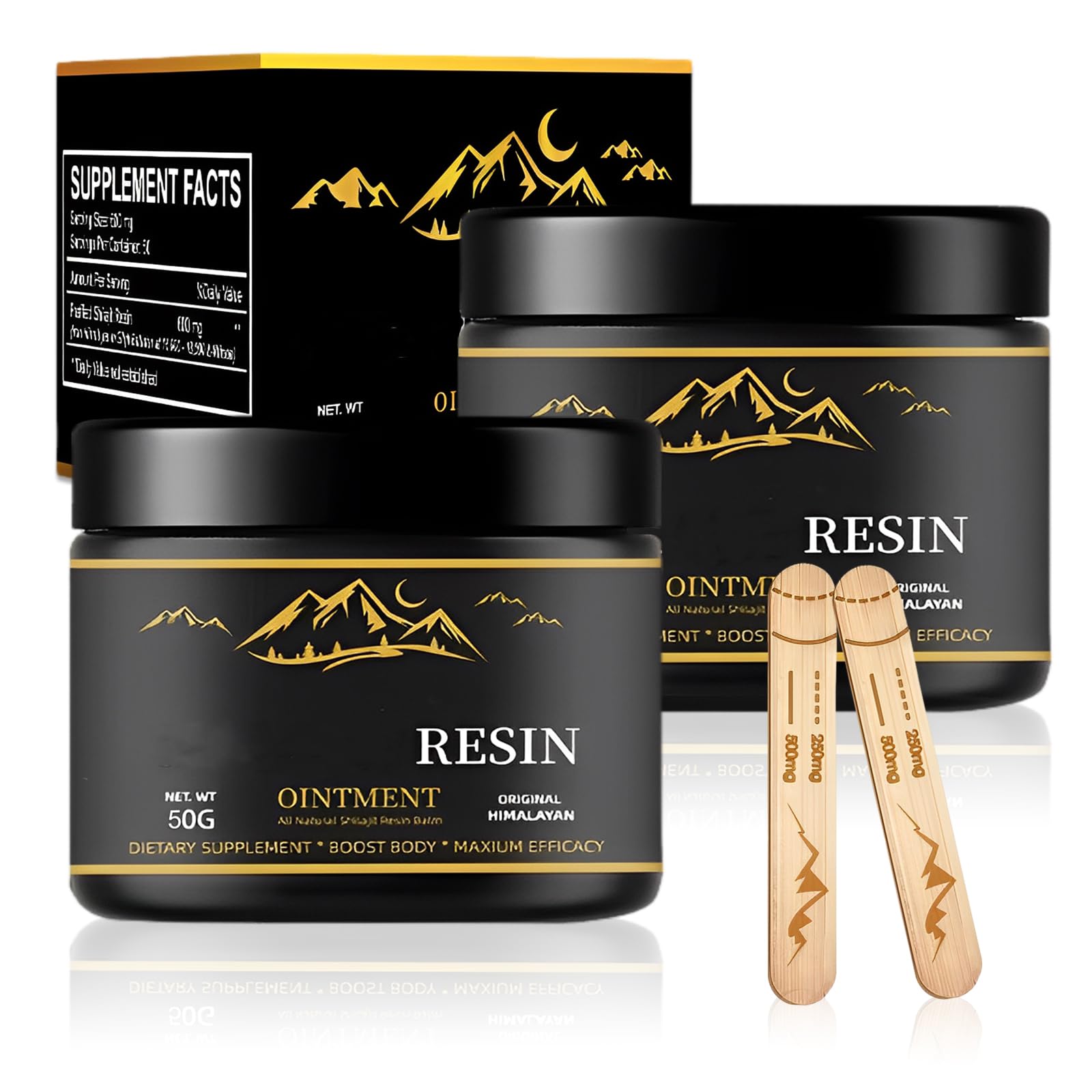 2 Piezas Shilajit Resina Himalaya 50g, Shilajit Original Himalaya Bio, Resina Shilajit Natural, Con Cuchara Medidora, Adecuada para Hombres y Mujeres