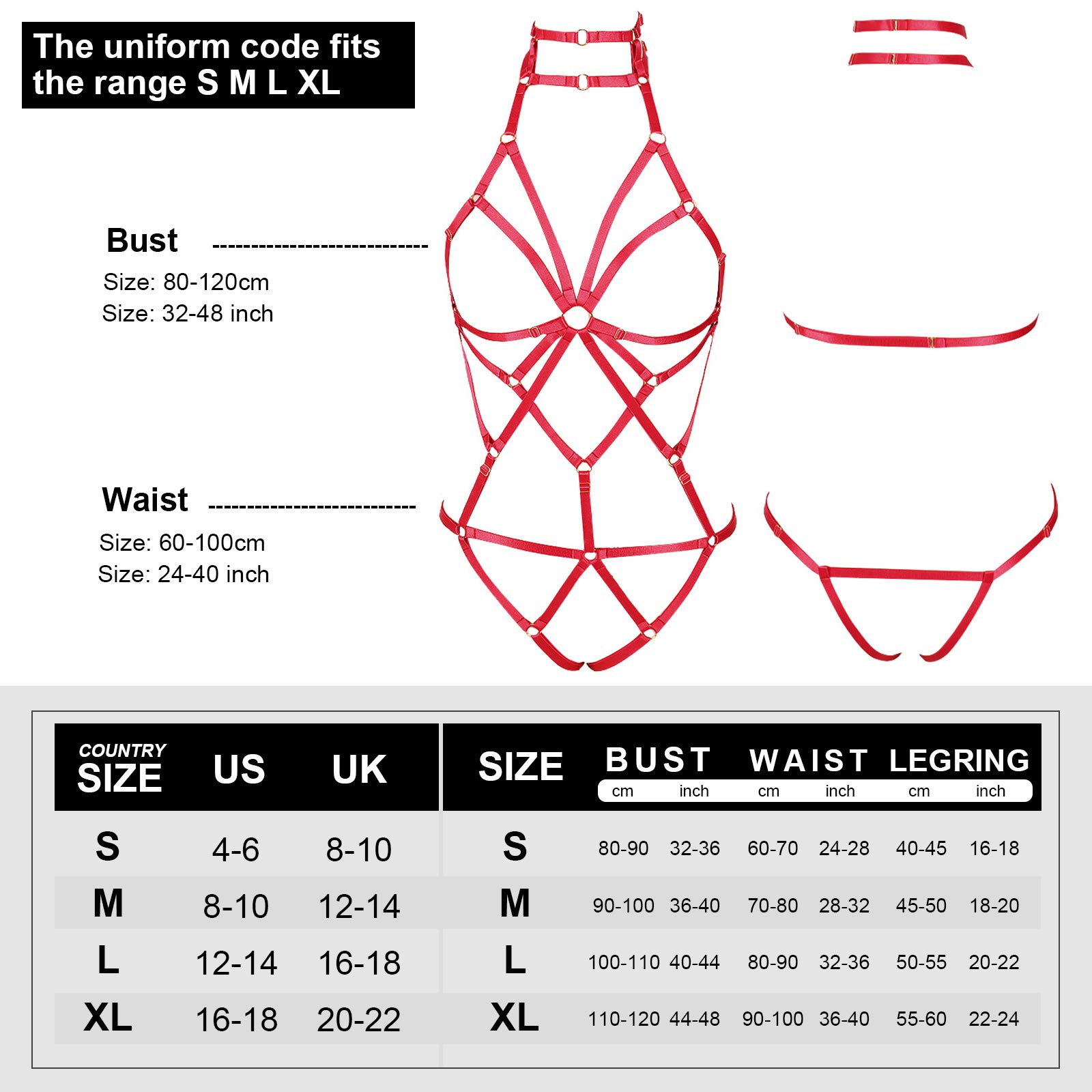 Set Di Imbracatura Reggiseno E Giarrettiera Per Donna, Stile Punk Gotico, Elastico Regolabile, Per Feste E Cosplay