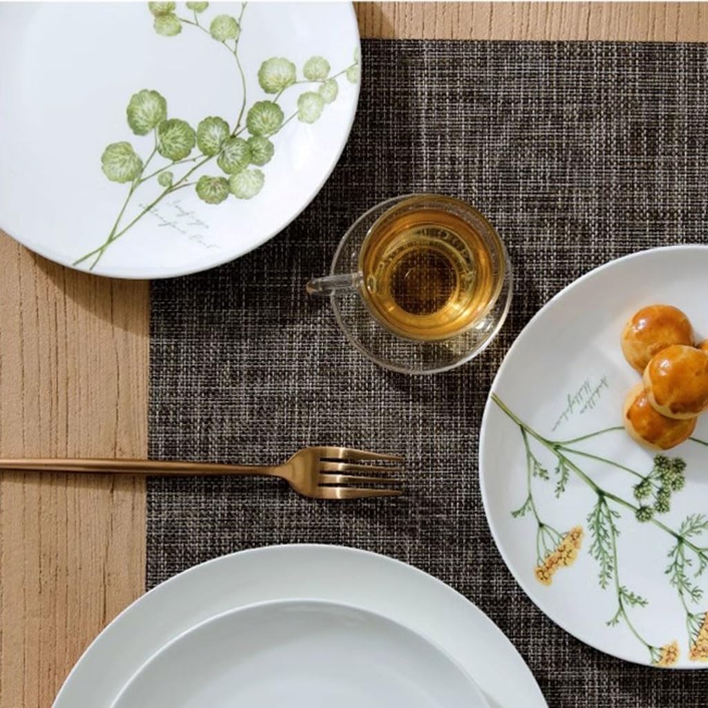 Platos Para Comer Plato de cena con patrón de planta fresca, plato de cena occidental for el hogar, plato de carne, plato de cena, plato de fruta, vajilla Plato De Cerámica Para La Cena
