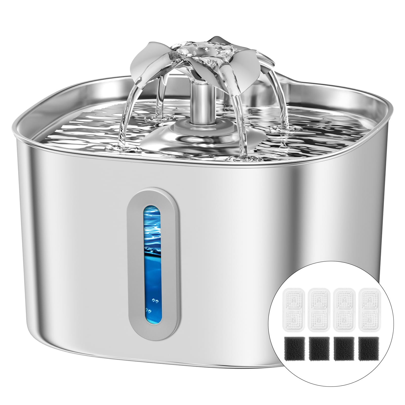 APAUK 3.2L Katzenbrunnen Edelstahl,Trinkbrunnen für Katze-Glücksklee Design