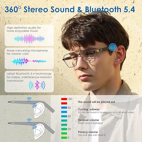 Miniatura 3 de GetD Lentes de sol Bluetooth para hombresmujeres, traductor AI, duración de la batería de 11 horas, lente polarizada, protección UV, control de voz,
