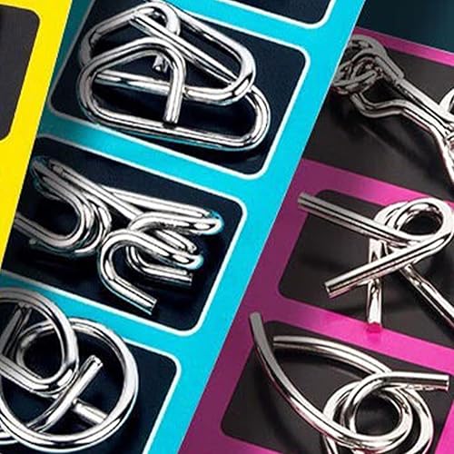 Miniatura 8 de Metal Wire Puzzle Set, Mind Test Brain Teaser Toy, 6.3x4.72 Inch Educational Thinking Game with Unlock Challenges, Metal Logic Puzzle Set with