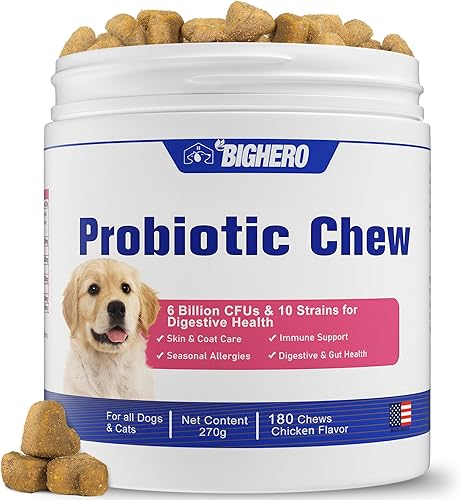 Bighero Probióticos para perros - Probióticos para perros para la salud intestinal y la salud digestiva, apoyo al sistema inmunológico, diarrea y