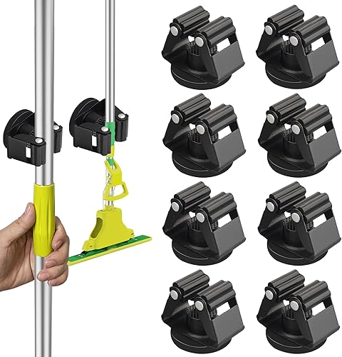 Miniatura 7 de ULIBERMAGNET Soporte magnético para escoba, resistente y movible, soporte magnético para escobas, antideslizante, montado en la pared, para