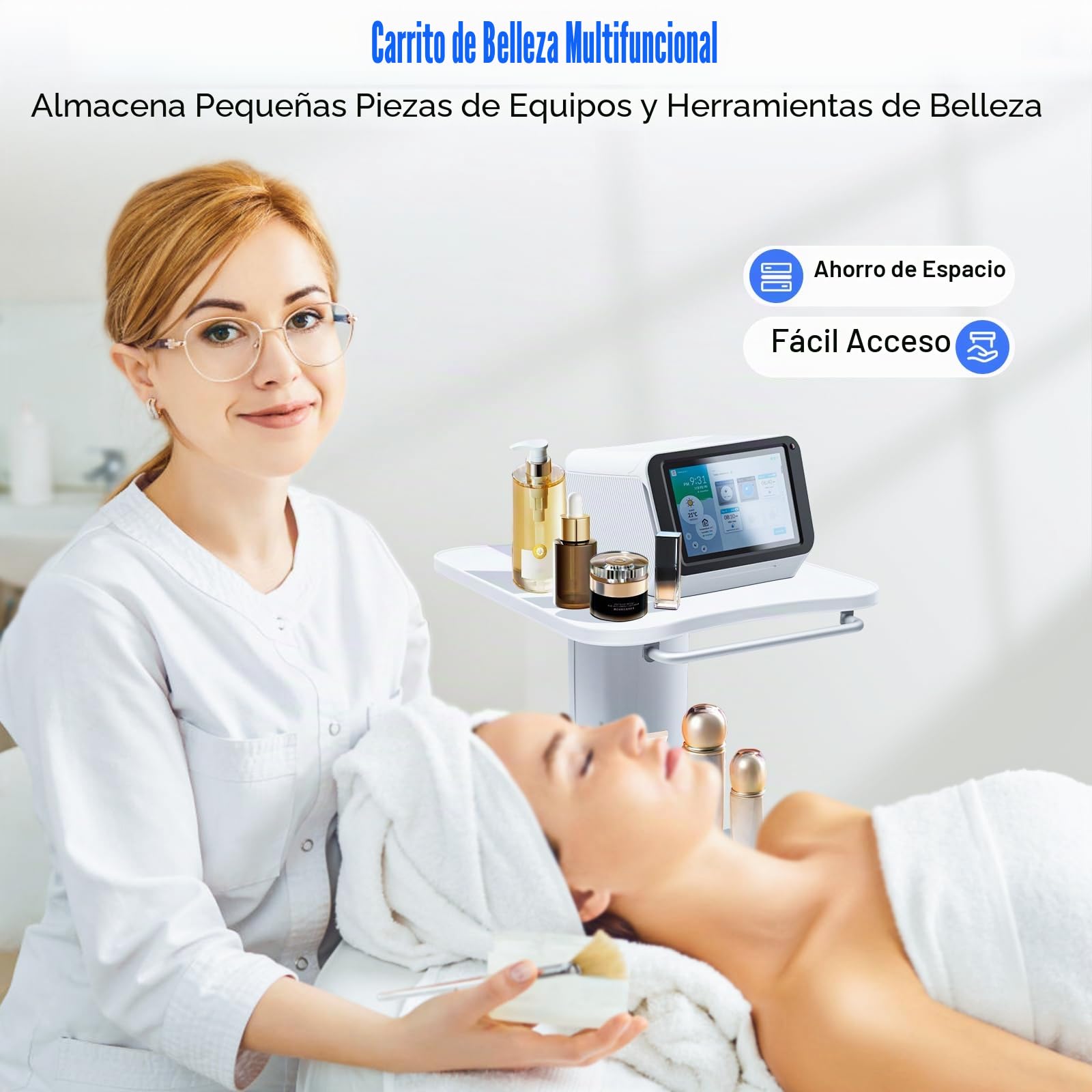 Carrito médico portátil con compartimento de almacenamiento y rueda de freno, carrito de peluquería, carrito de cosméticos, carrito de trabajo, carrito de salón para instrumentos de belleza médicos