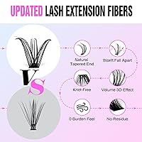 Vista 4 de Extensiones de pestañas Pawotence, racimos de 280 piezas, pestañas individuales en racimo, extensiones de pestañas 50D, mezcla de 9-16 mm, racimos