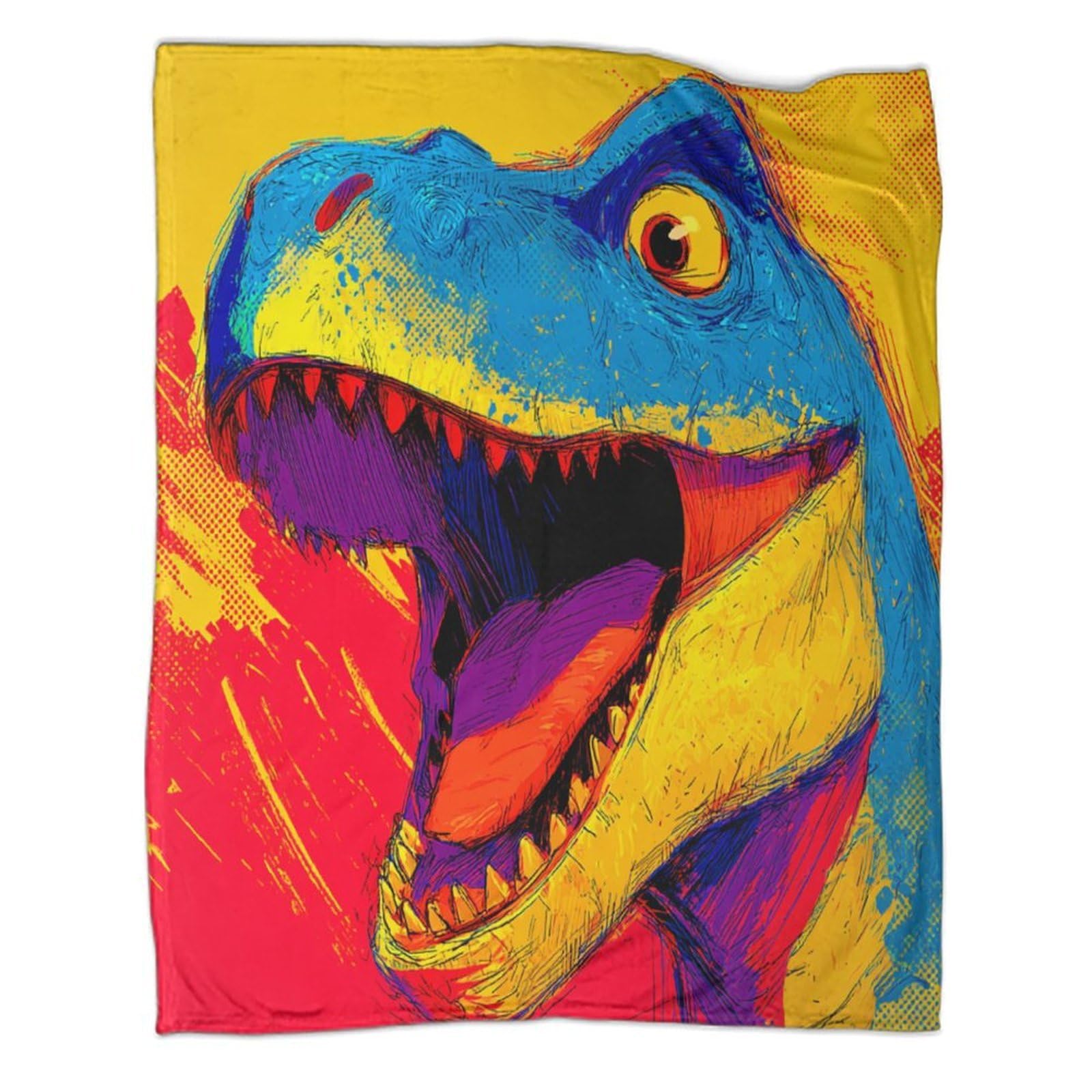 kaiyun Dinosaurs, Cartoon Style, Brightly Colored Blanket 3D Printed Throws Suitable Teens Adults Soft Plush Suitable for Holiday Bed Sofa 60x80inch(150x200cm)
