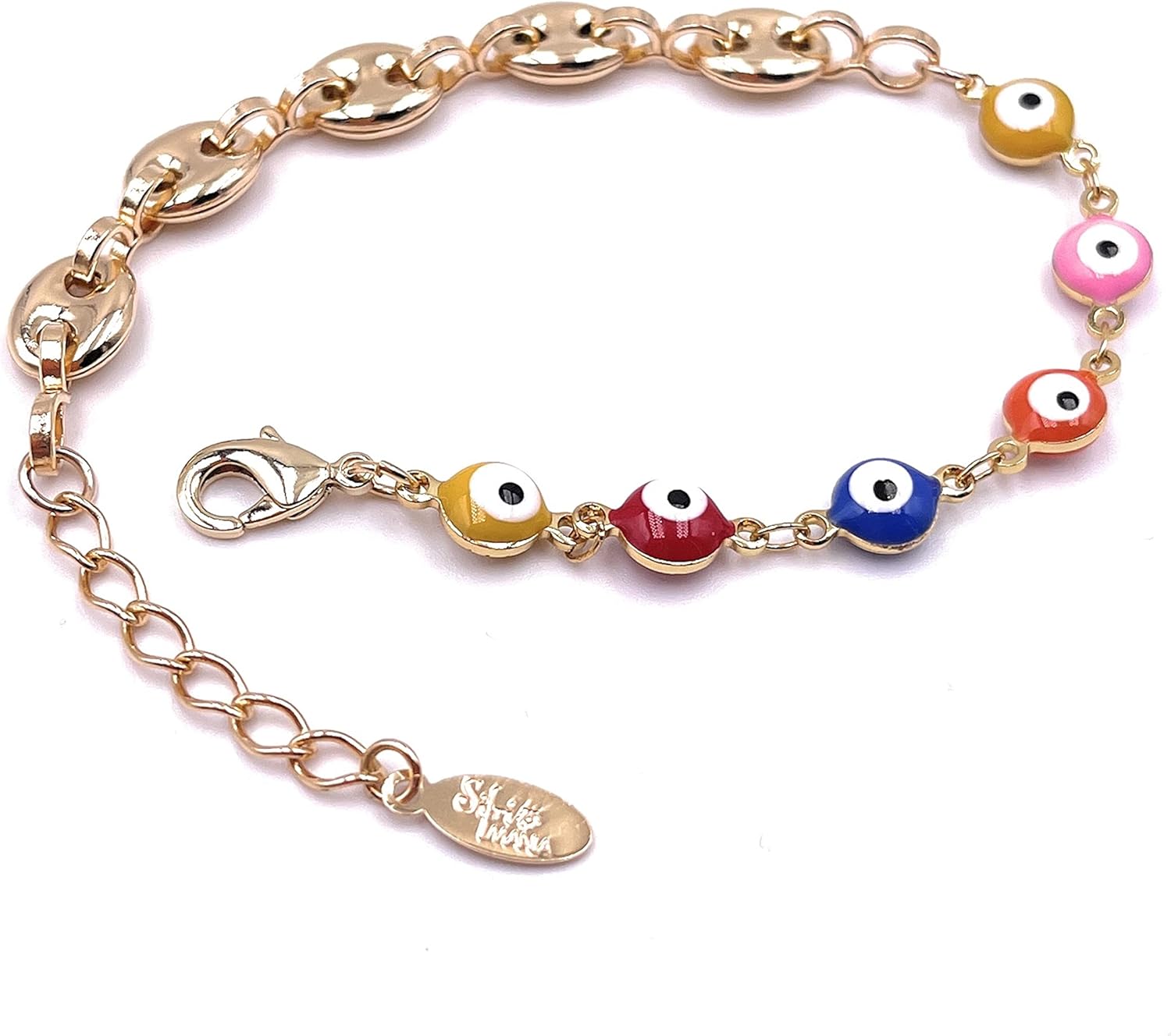 SIFRIMANIA Evil Eye Mariner Chain Colorful Bracelet, Protection Jewelry for Women