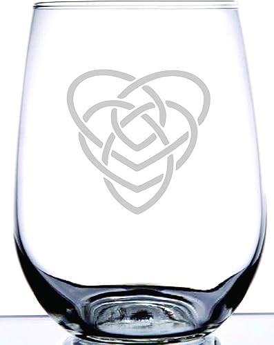IE Laserware - Copa de vino grabada con grabado láser con nudo celta irlandés, copa de vino sin tallo, regalo único para madres