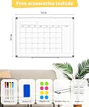 Magnetic Double-Sided Whiteboard Calendar, 36" x 24" | Dry Erase Calendar for Wall, Aluminum Frame White Board Planner Monthly Marker Board for Kitchen, Memo, School, Home, Office