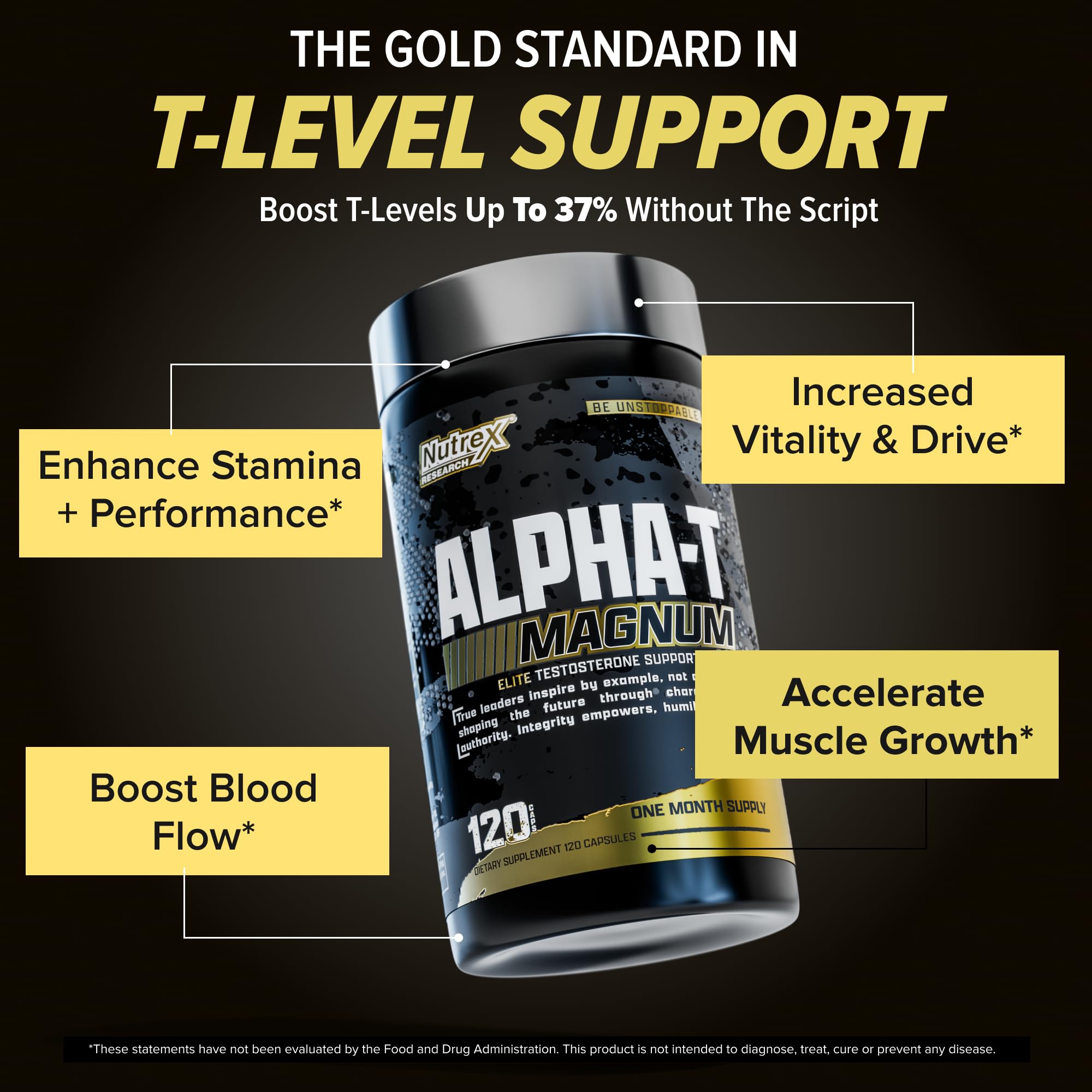 Nutrex Research Alpha-T Magnum Testosterone Support for Men | Anabolic Supplement with Tongkat Ali, Fadogia Agrestis, Shilajit and Ashwagandha | Muscle Builder for Strength, Growth & Hormone Balance — Amazon image 2