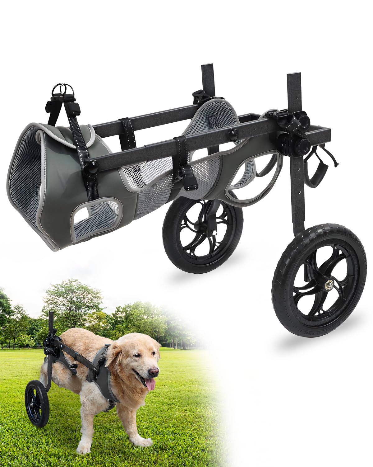 Large Dog Wheelchair for Hind Legs-Durable All-Terrain Wheels, Heavy Duty Aluminum Frame, Comfortable Breathable Mesh for Dogs, Hip Support System, Restores Mobility for Arthritis &amp; Injuries XXL