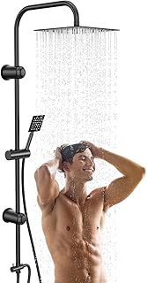Comprar Columna Ducha sin Grifo, Panel de Ducha con Diversor de Latón, Rociador de Lluvia Cuadrado 20x20 cm, Barra de Ducha Acero Inoxidable Ajustable en Altura, 2 Modos de Teleducha, Cromo