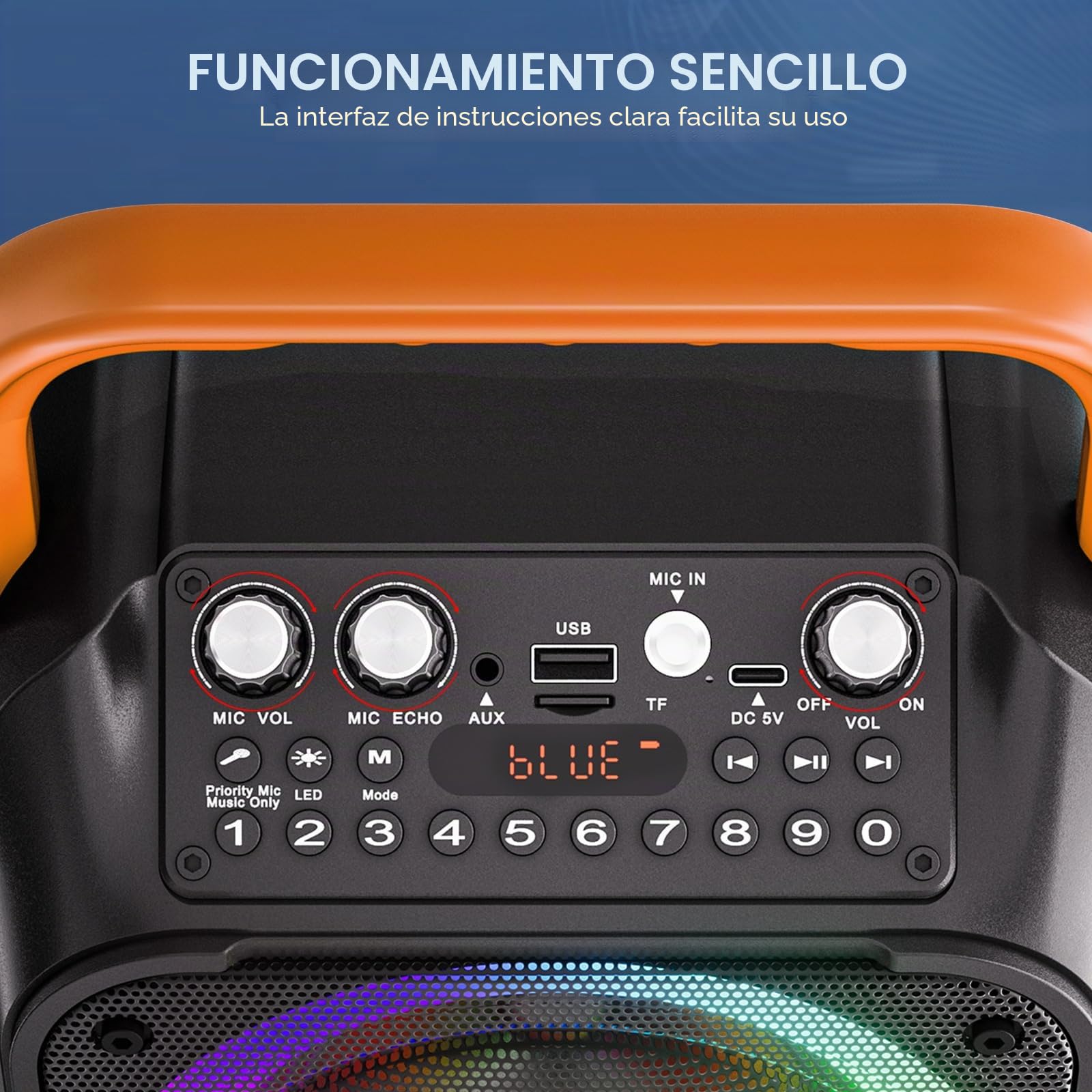 Ankuka Karaoke 2 Microfonos Inalambricos Karaoke Profesional Altavoz con Microfono y Sistema PA, Soporta Bluetooth/TV/TF/USB/AUX/FM/TWS(Naranja)