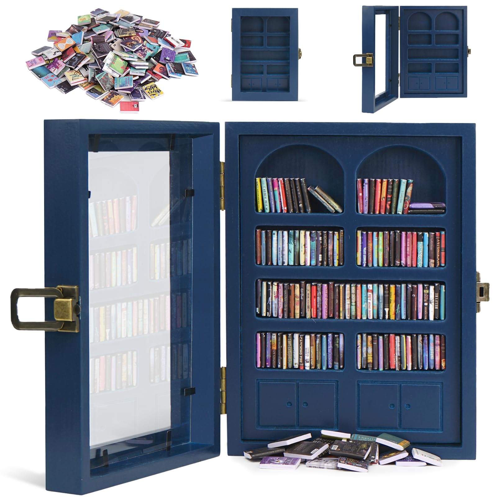 Anxiety Bookshelf – Small Mini Books Display for Stress Relief and Fun Decor, Perfect Decorative Miniature Library for Book Lovers, Ideal for Home Office Décor, Thoughtful Gift - Blue-image-20