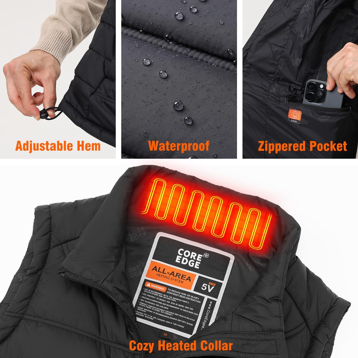 Heated Vest for Men with High-Capacity Battery Pack, Smart Electric Heating Lightweight Puffer - Image 6