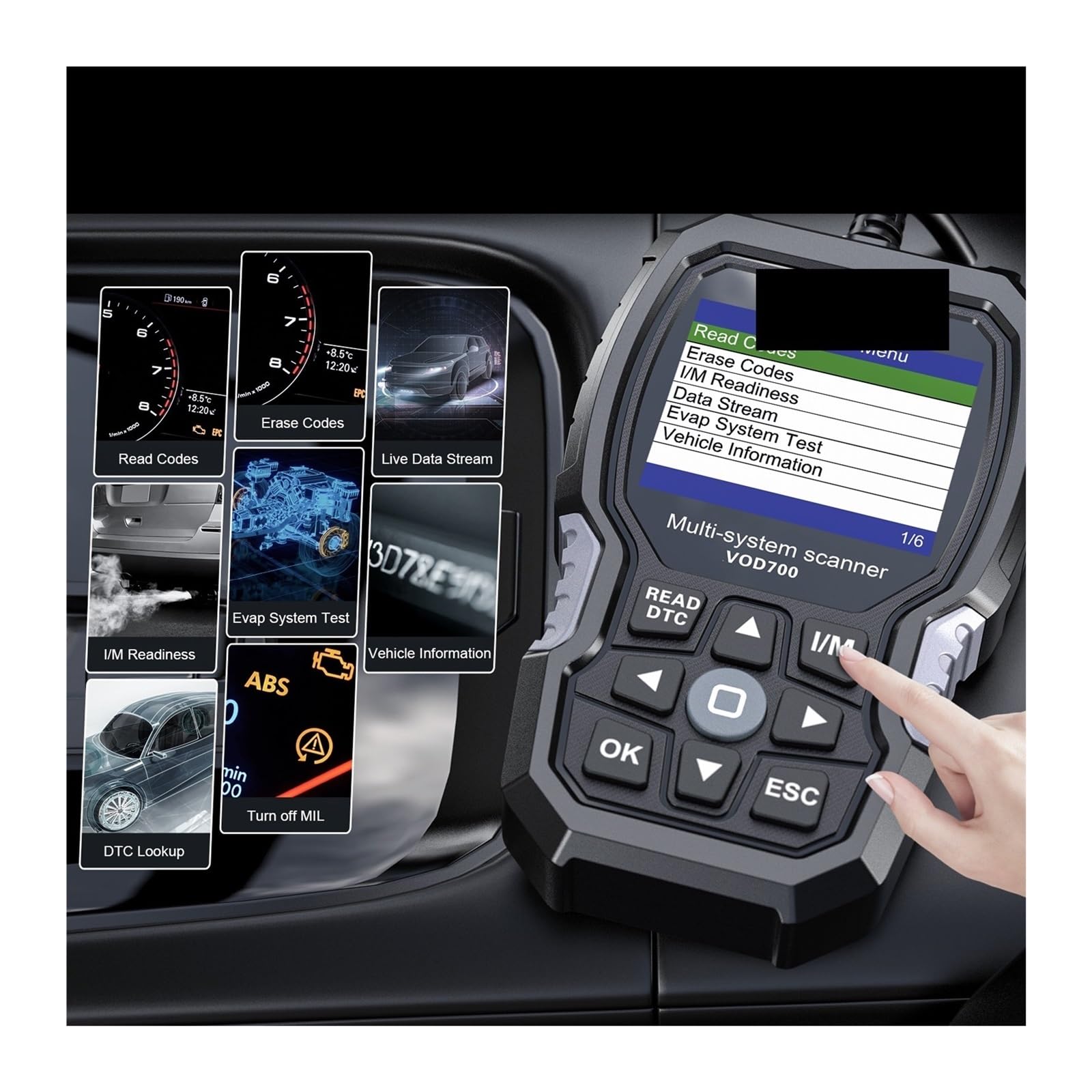Escáner OBD2 VOD700 for restablecer el Lector de códigos de automóvil, herienta de escaneo de diagnóstico