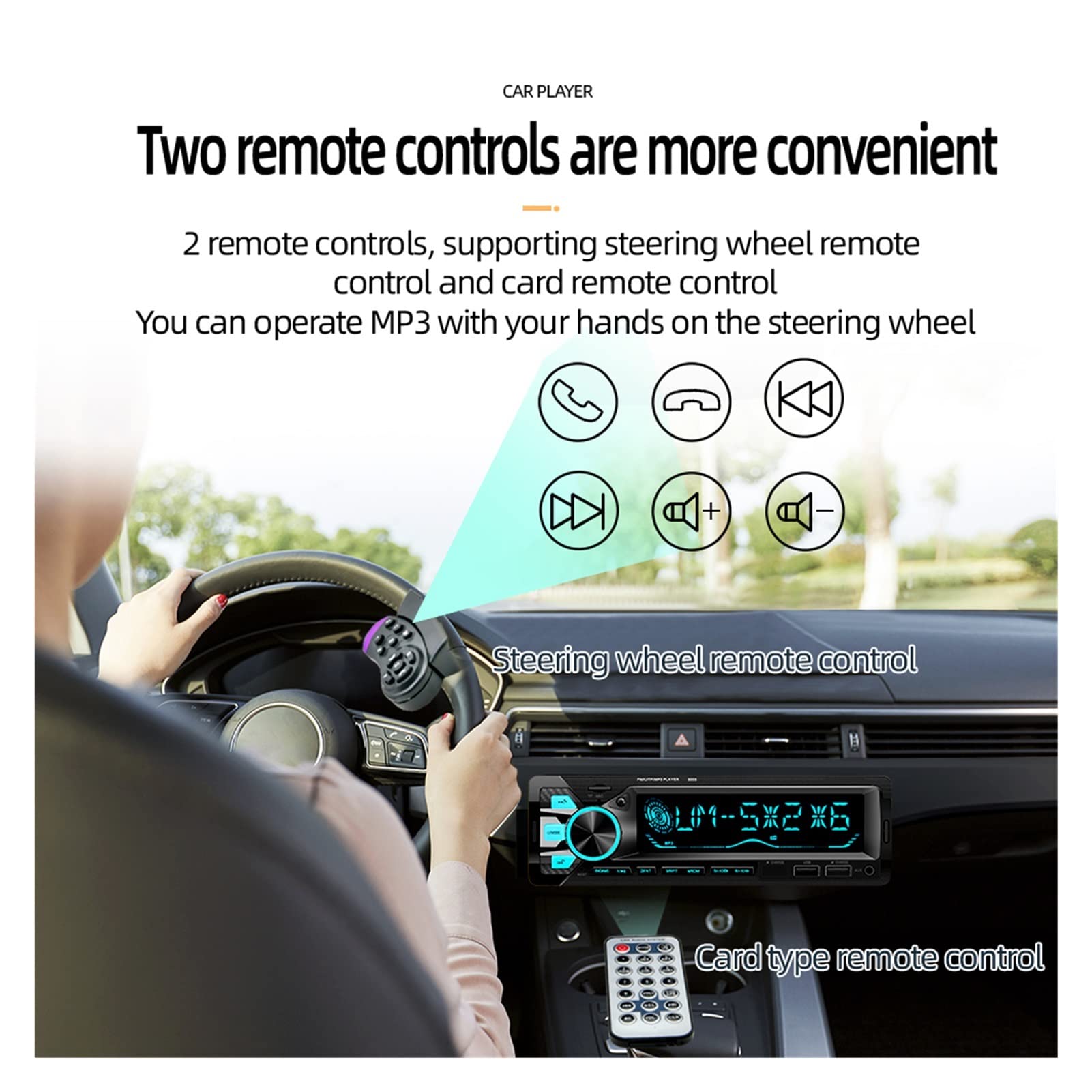 Audio de Radio automóvil 3.5 "Bluetooth estéreo Mp3 Jugador FM Transmisores con Control Remoto Aux/USB/SD/BT Aporte Aplicación Control(NO Remote Control)