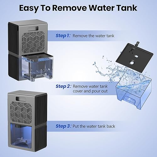 Miniatura 8 de ToLife Deshumidificadores para el hogar, tanque de agua de 95 onzas con apagado automático, modo de sueño de 1000 pies cuadrados, deshumidificador