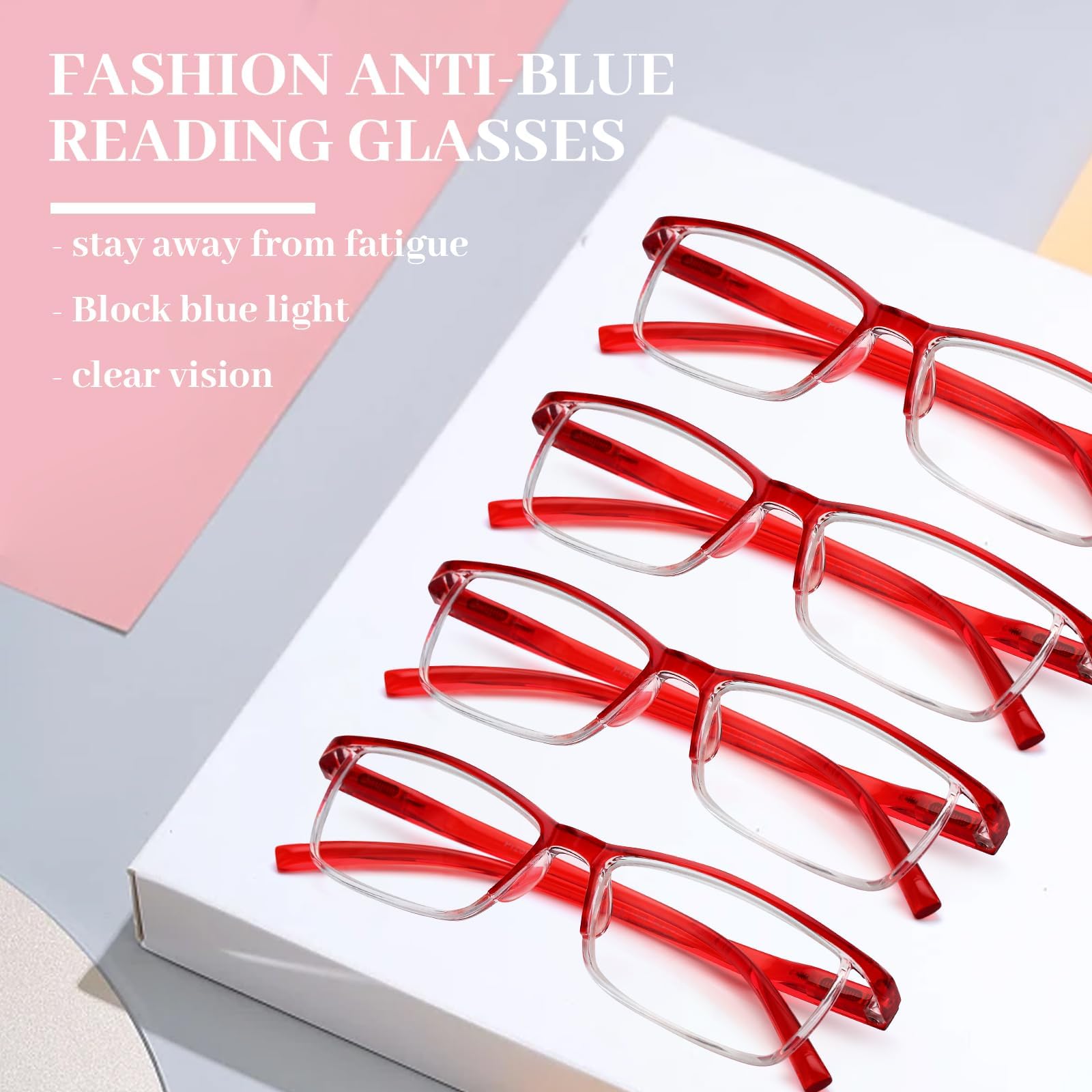 LUFF 4Pairs Occhiali da lettura anti-raggi blu Lettori ultraleggeri portatili