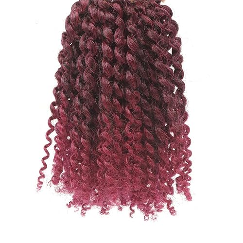 Miniatura 10 de Rizo rizado afro de 8 pulgadas, 4# color negro apagado, 3 unidades, paquete de trenzas de ganchillo sintéticas suaves (4#)