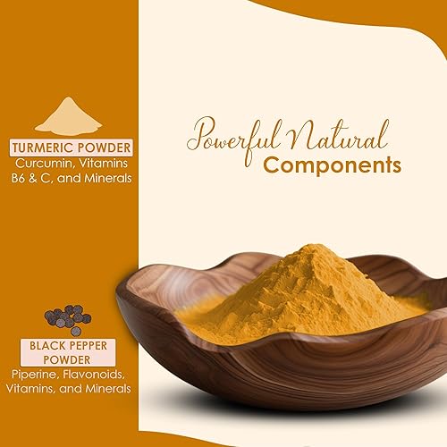 Vista 4 de minature Polvo de raíz de cúrcuma con pimienta negra, 8.01 oz (8 onzas) Pure Curcuma Longa & Piper Nigrum Superalimento tradicional para cocinar