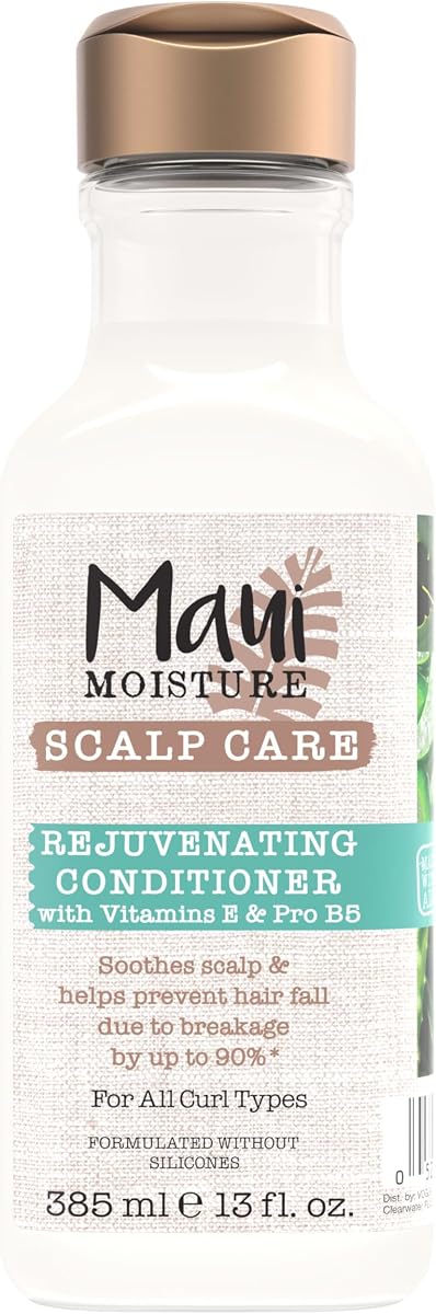 Acondicionador rejuvenecedor para el cuidado del cuero cabelludo, acondicionador calmante para cabello rizado con vitamina E, provitamina B5 y aloe vera, sin silicona, 13 fl. onz