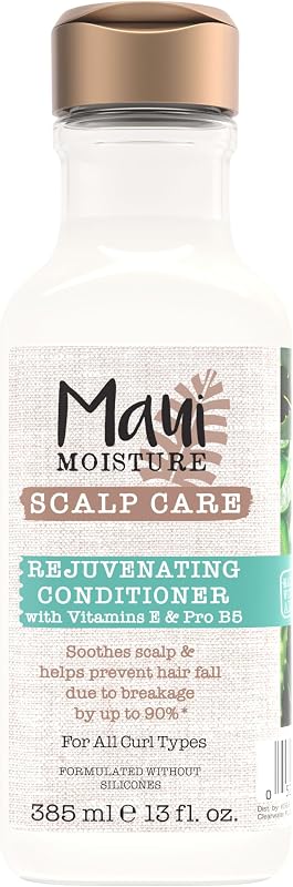 Acondicionador rejuvenecedor para el cuidado del cuero cabelludo, acondicionador calmante para cabello rizado con vitamina E, provitamina B5 y aloe vera, sin silicona, 13 fl. onz