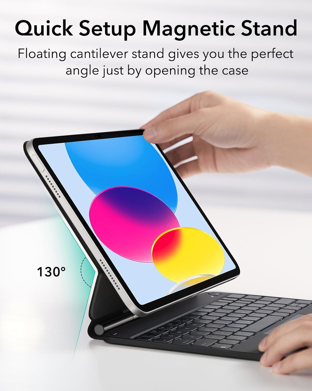 ESR iPad 11th(A16, 2025)/10th Gen Case with Keyboard, Magic Keyboard for iPad 10.9", Case with Floating Cantilever Stand, Springy Backlit Keys, Multi-Touch Trackpad, Rebound Series, Black - Image 4