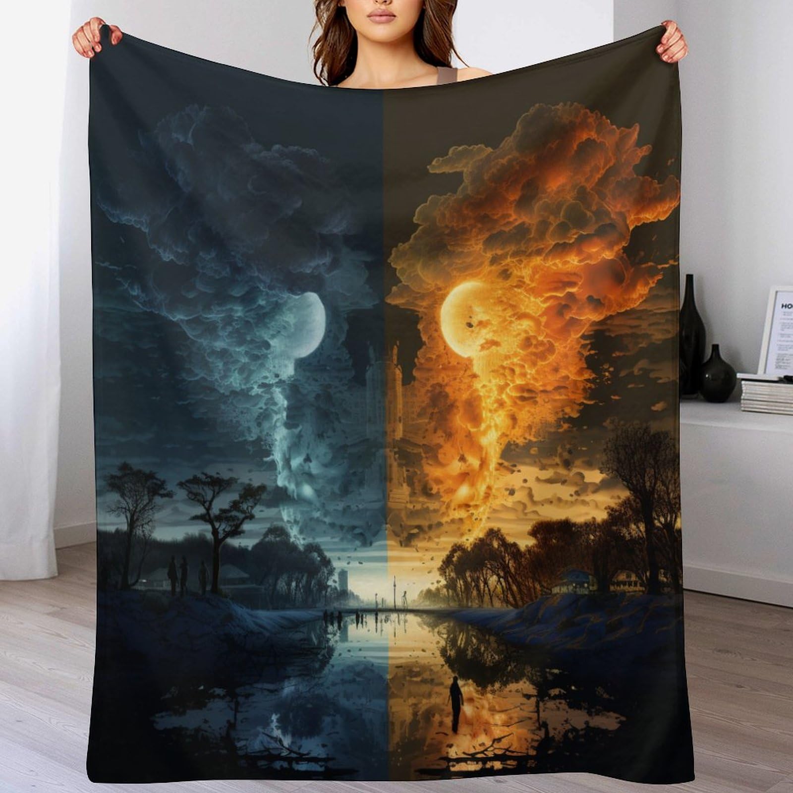 Couverture douce et moelleuse paysage fantastique contre le froid