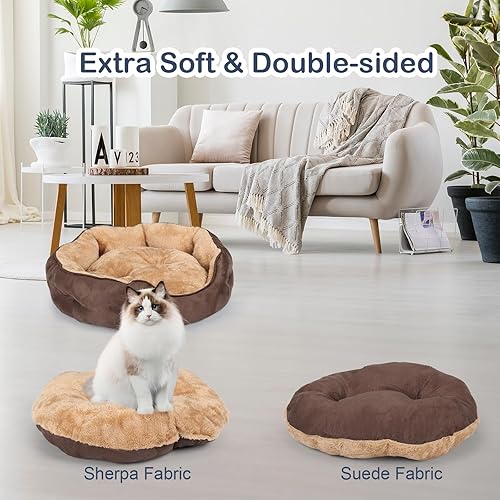 Miniatura 6 de Cama para perros pequeños de 20 x 19 x 6 pulgadas, cama ovalada lavable para interiores con parte inferior antideslizante y cojín extraíble, cama