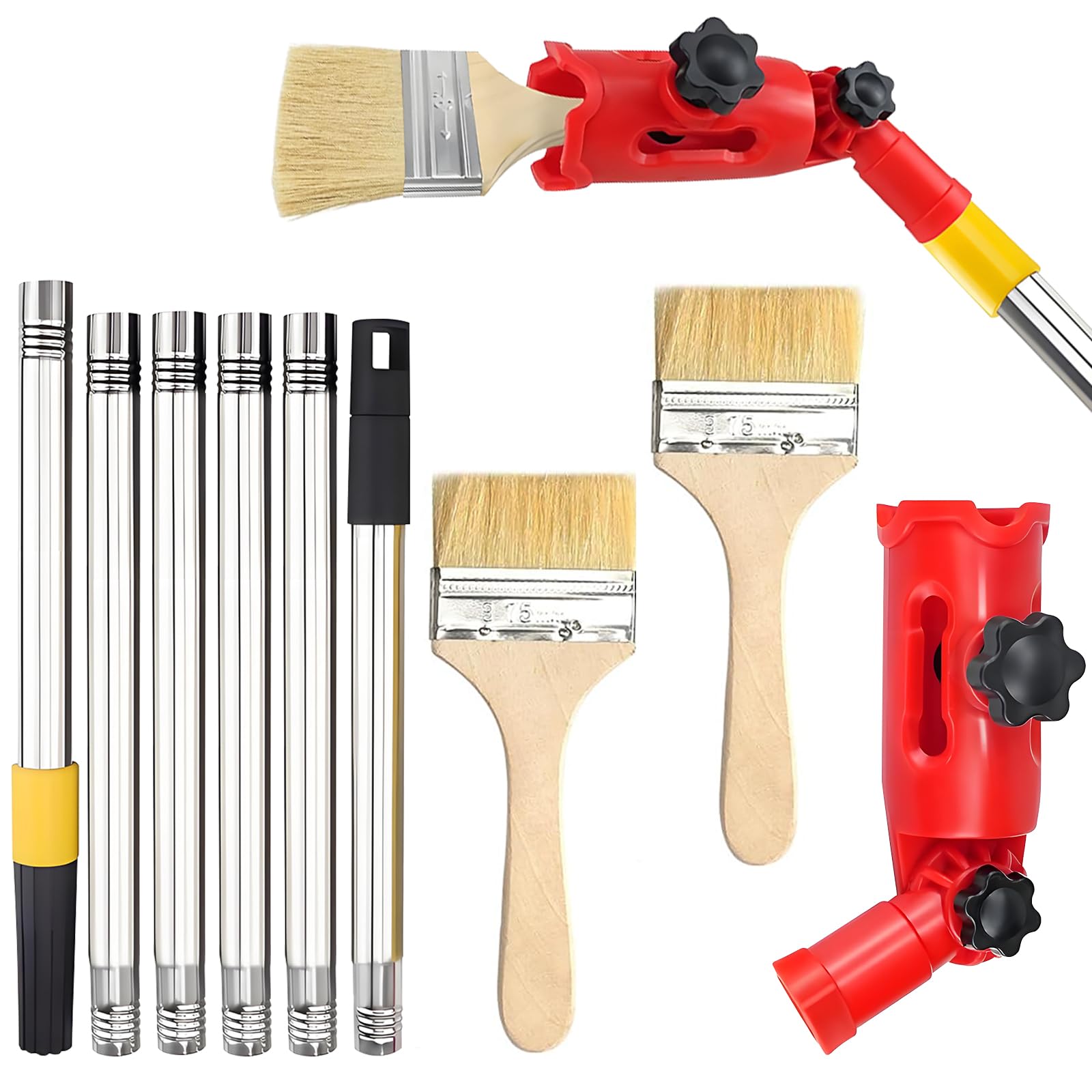Mehrwinkel Pinsel Verlängerung mit 2 Farbpinseln, Farbpinsel Verlängerung, Multi Angle Paint Brush Extender, Einziehbare Verlängerungsstange für Wände, Decken & Ecken
