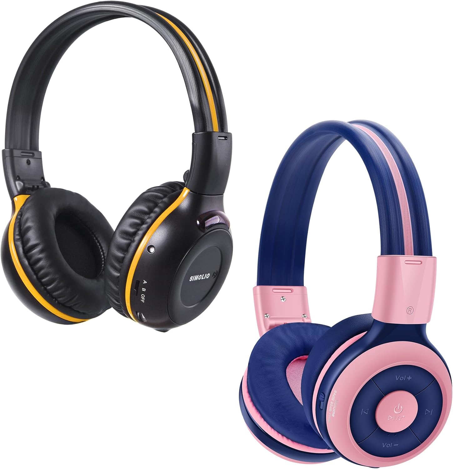 SIMOLIO Wireless IR Headphones for Car DVD and Bluetooth Headphones for Kids, Infrared Headsets Compatible with Honda Odyssey & uConnect VES & Dodge Grand Caravan & Chevy Suburban 2006-2022