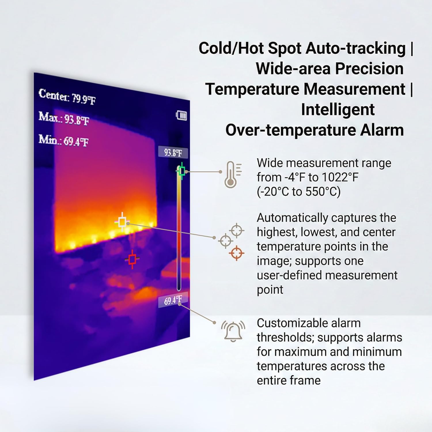 phonebus Link RCX100 Handheld Thermal Imaging Camera, 320x240 TISR Enhanced (160x120 IR), 2.8" 500-Nit Screen Infrared Imager, -4°F to 1022°F, 25Hz, Pro Tool for Home Inspection, HVAC, Electrical