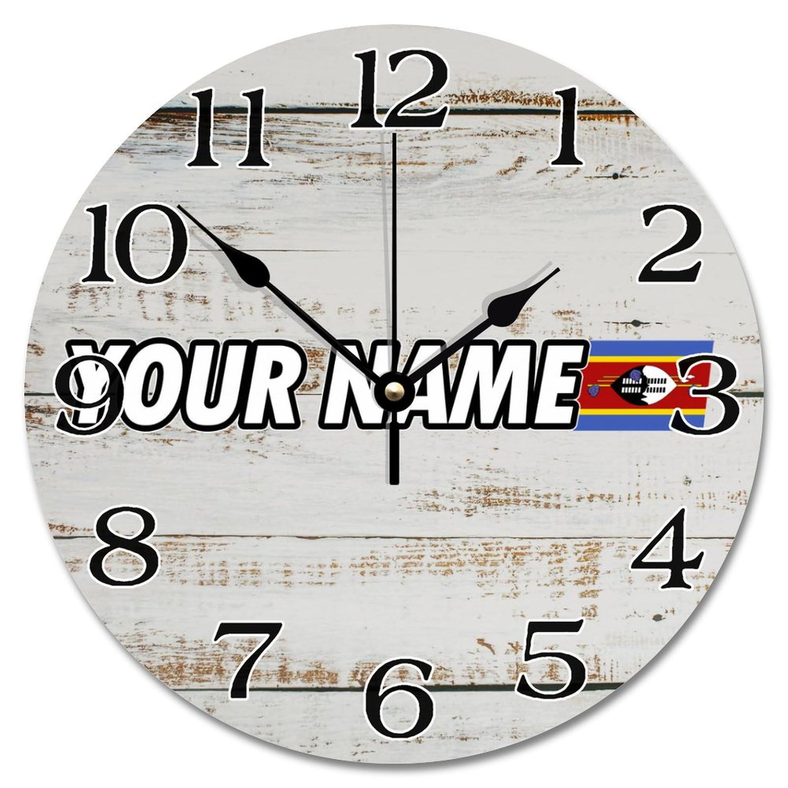 Horloge murale vintage Swaziland 30cm pour salon et bureau calme
