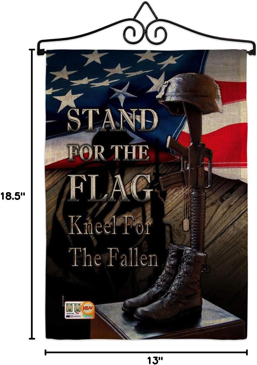Stand For The Flag Burlap Garden Set Wall Hanger Armed Forces Military Service All Branches Support Honor United State American Veteran Official Small Gift Yard House Banner Double-Sided 13 X 18.5