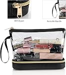 Clear Makeup Bag, Small Makeup Bag for Purse Travel Makeup Bag for Women TSA Approved Cosmetic Bag Waterproof Toiletry Bag (Black)