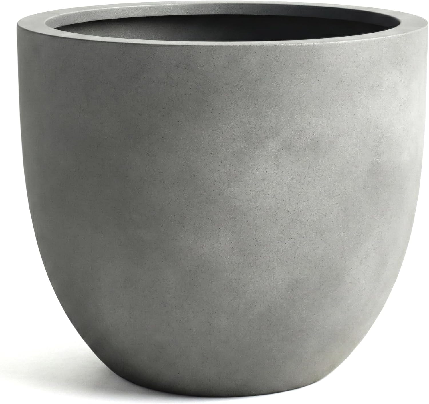 DTY Mount Belford 11.8'' D x 9.6'' H (Pot Opening 10.6") Fiberstone Egg Shaped Planter with Drainage Hole, Smooth Finishes, Weather Resistant for Indoor and Outdoor, 2 Extra Coco Mats - Small, Gray