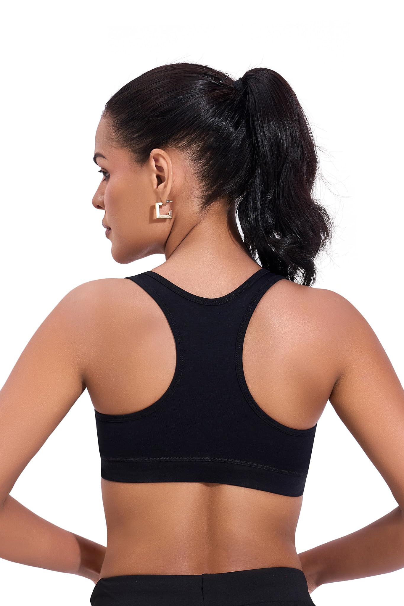 Cotton Lycra Seamless Non Padded Non-Wired Full Coverage Racerback Candy Women Sports Bra